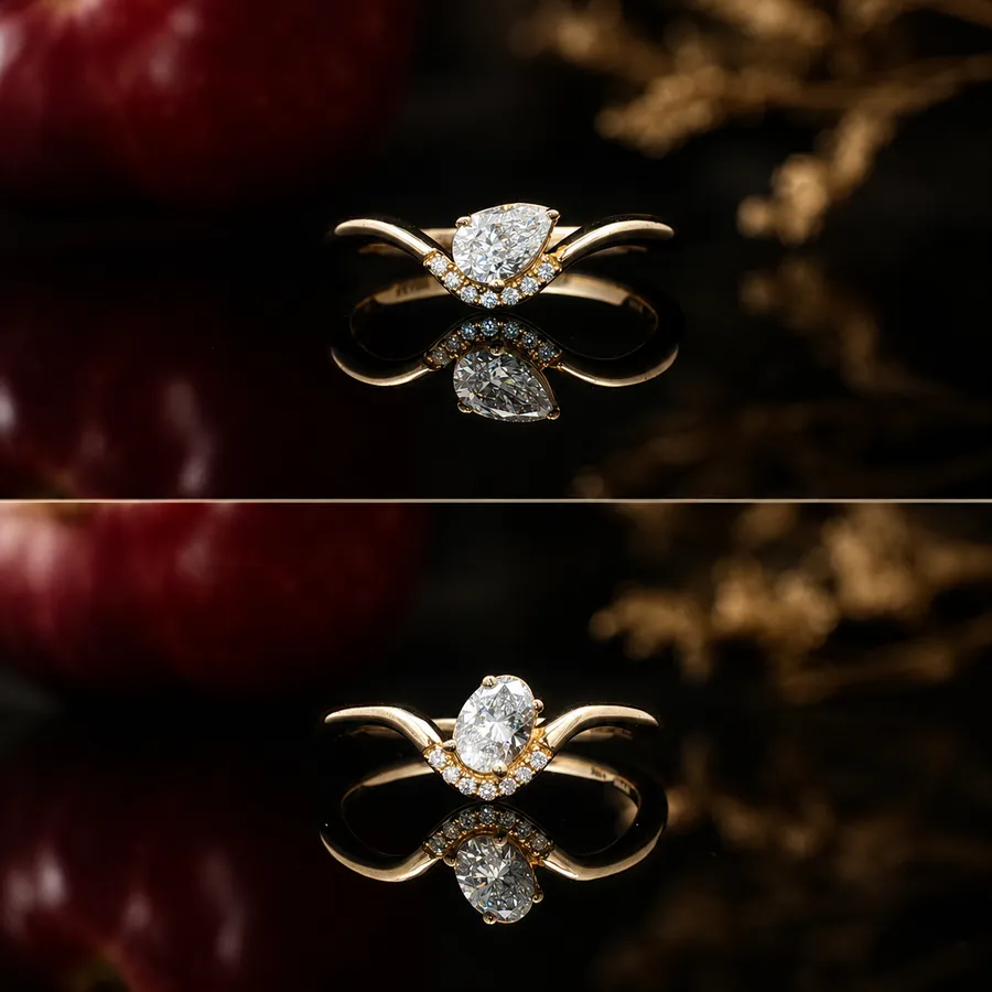 Pear and oval contour rings