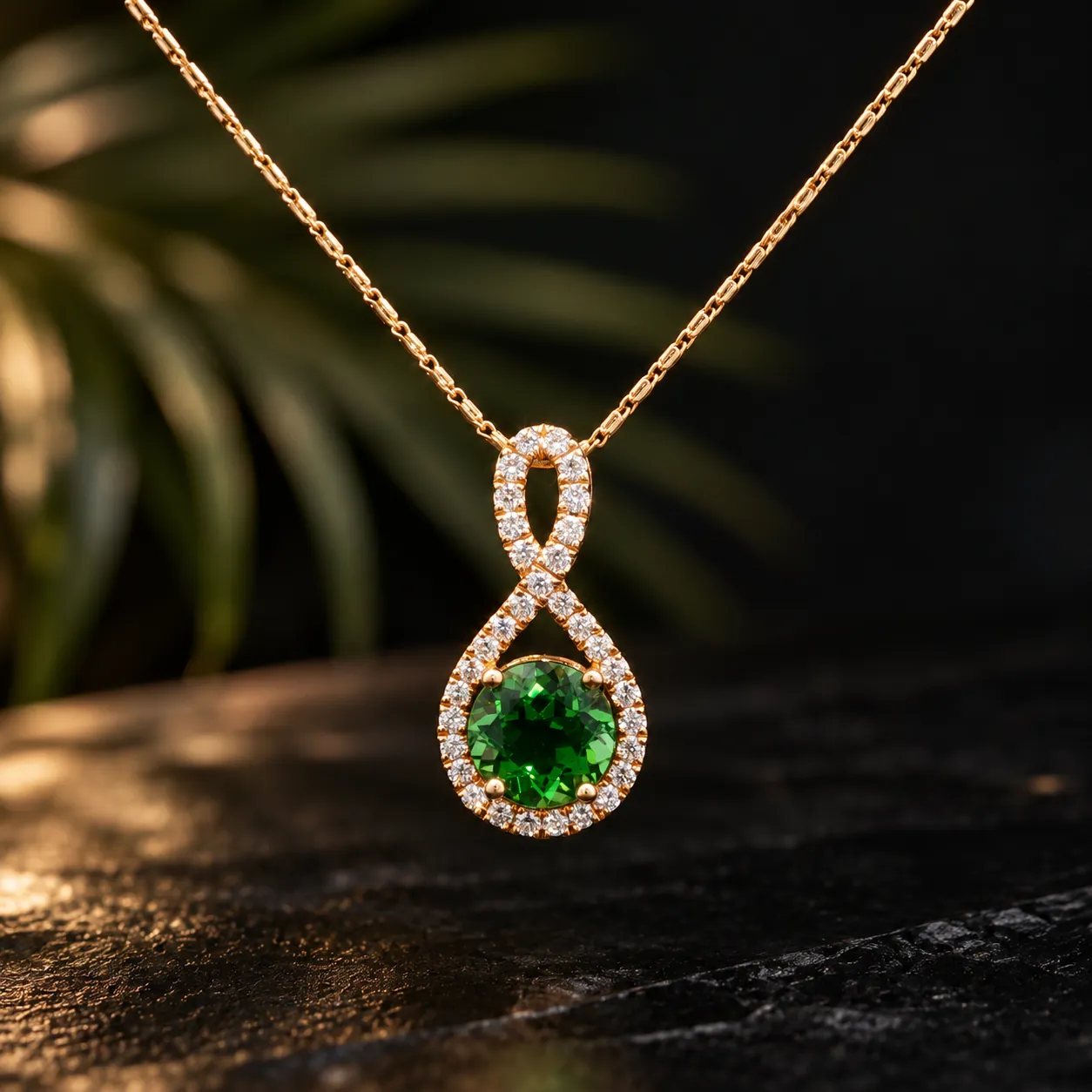 Emerald infinity pendant